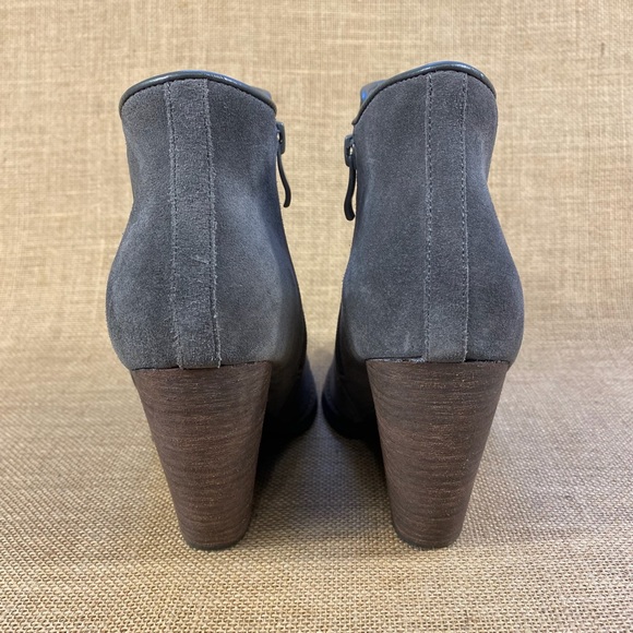 Grey booties wedges ankle boots leather suede zipper women’s 8 - Picture 11 of 12